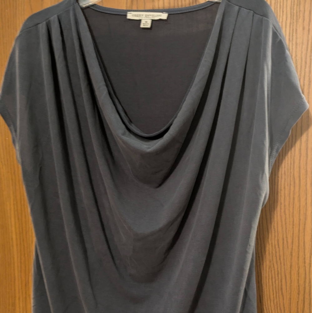 Green Envelope Charcoal Drape Blouse - Picture 3 of 4